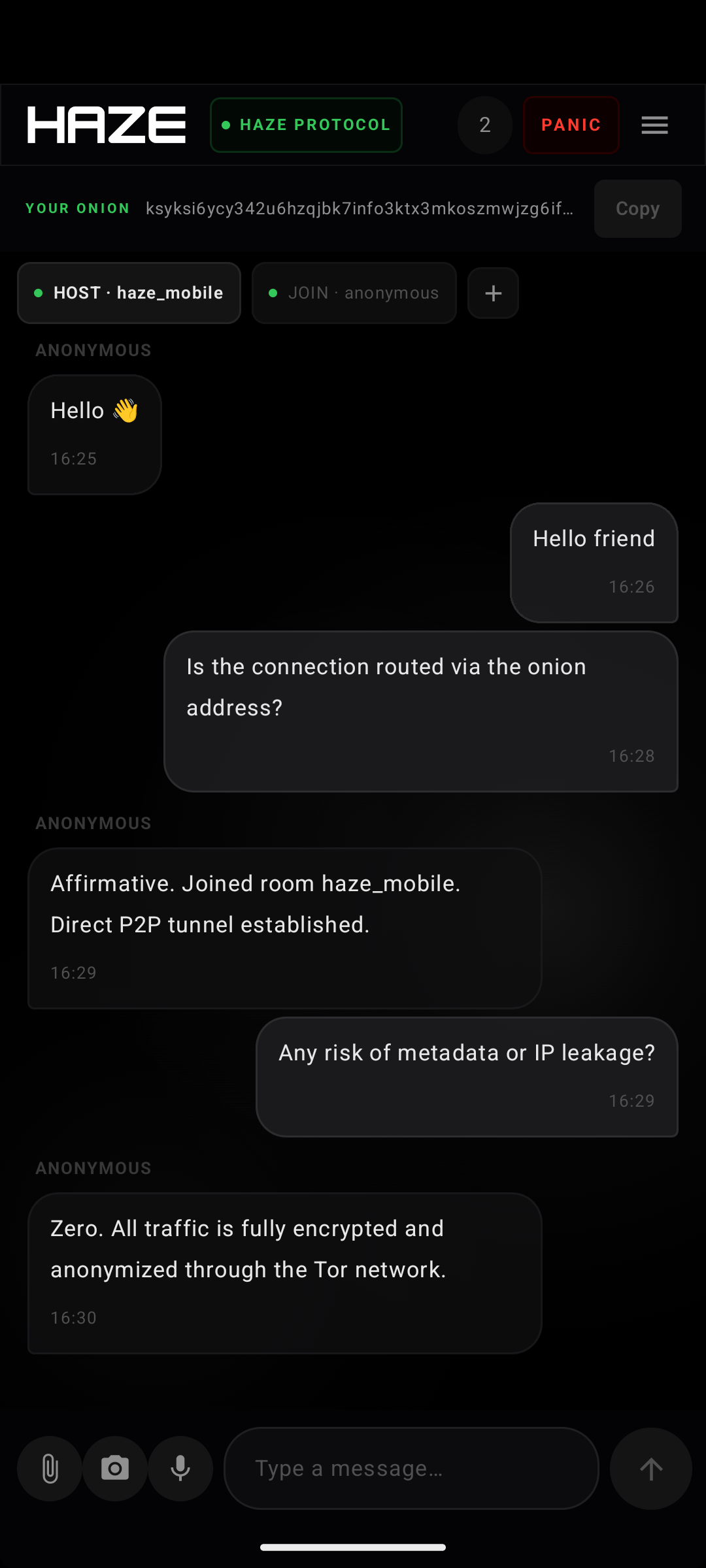 Haze mobile chat
